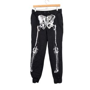 Hot Topic Mens Black Skeleton Bone Jogger Pants Size M Halloween Spooky Goth